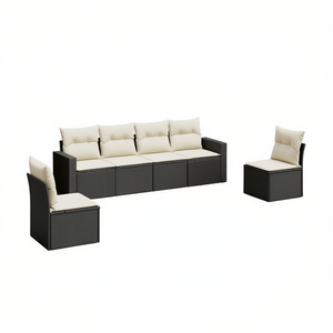 Set Divano da Giardino in Rattan Bianco Crema, Arredamento da Esterno a 4 Posti dal Design Contemporaneo - Product Image 1