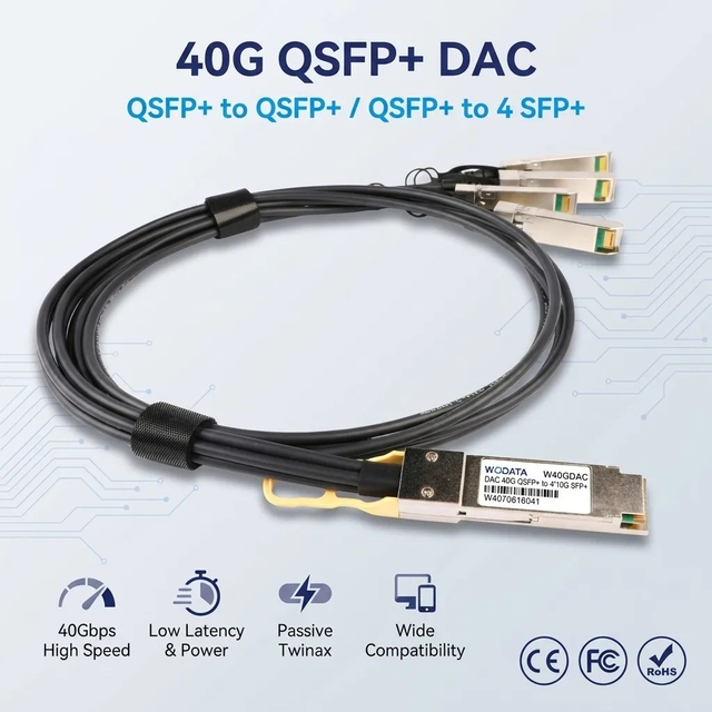 40G QSFP+ DAC Cable 1m 3m 5m Passive Direct Attach Copper Twinax Cable for Data Center Switch and Aggregation