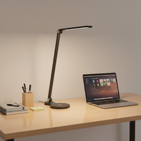 Lampe de bureau moderne avec chargeur sans fil, lampe LED à 5 températures de couleur, support réglable en aluminium, lampe de table en ABS, éclairage flexible pour l'étude et la lecture