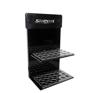 Dụng Cụ Sắp Xếp Lưu Trữ Tinh Dầu 2 Tầng Mặt Bàn Acrylic CBD Oil <span class=keywords><strong>Display</strong></span> Chủ Cho 24 Chai, Màu Đen - Product Image 1