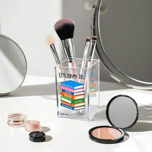 Porte-stylo transparent carré en acrylique, boîte de rangement de papeterie de bureau, décoration de bureau, ornement - Product Image 3