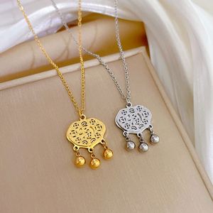 All Titanium Steel Fashion Gilded Temperament Lucky Lock Pendant Necklace Exquisite Jewelry Geometric Chinese Style Necklace - Product Image 1