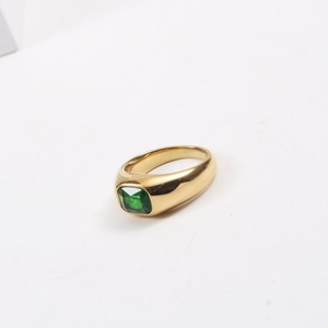 Anillo de Acero Inoxidable con Piedra Verde para Mujer, Diseño Atrevido, Fabricante de Joyería - Product Image 5