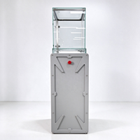 Vitrine de présentation de montres en métal gris avec dessus en verre industriel, éclairage LED, bouton rouge, CE ETL pour magasin de montres