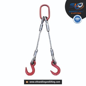 Fourniture d'usine : Élingue de levage à deux brins en câble d'acier avec maillon maître, boucles à œil et poulies, pour la quincaillerie de levage robuste - Product Image 1