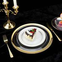 Assiettes de présentation en verre minimalistes, 200 pièces, rondes, pour mariage, avec bord doré, 13 pouces, vaisselle en verre
