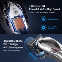 10W 10000RPM Alat Cukur Rambut MagLev Brushless 2500mAh PM Blade Type-C Dock 8 Sisir Taper Adj 36dB 324g Berlapis Elektroplating
