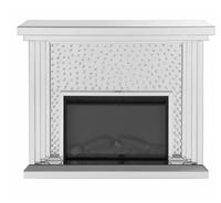 Mueble de TV Moderno de Alta Calidad con Espejo Plateado, Panel de Madera MDF Contemporáneo, Diseño de Chimenea para Sala de Estar, Apartamento, Hotel, Hogar 1