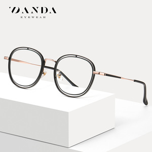 Danda Unisex Round Eyeglasses <b>Frames</b> JS8602 <b>Metal</b> Full <b>Frame</b> Anti Blue Light Protection - Product Image 1