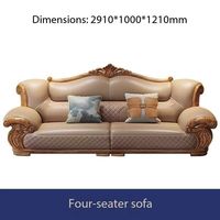 Ensemble de canapés modulaires en cuir véritable de luxe vintage avec rembourrage en éponge pour la décoration de villa