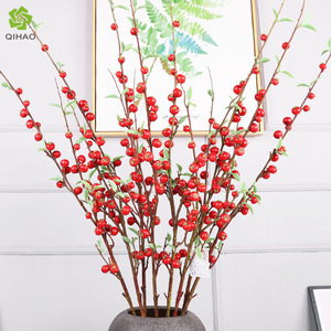 กิ่งผลไม้สีแดงประดิษฐ์ QIHAO ขนาด 60 ซม. คุณภาพสูง สำหรับตกแต่งคริสต์มาสในแจกันห้องนั่งเล่น - Product Image 2
