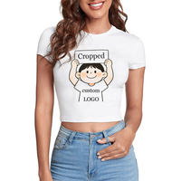 T-shirt court Y2K personnalisé pour femme, coupe ajustée, col rond, manches courtes, tissé, doux comme du beurre, sans coutures, idéal pour l'été