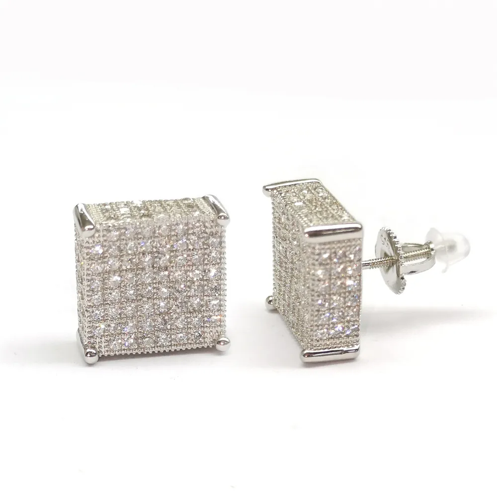 Großhandel Hotsale handgemachte kubische quadratische Schraube Rohr Ohrring Sterling Silber Frauen Luxus Herren HipHop Fine Jewelry