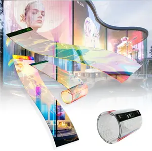 Ultra Thin Full-color Curved LED Display Screen Video Wall Transparent Adhesive LED Film Display Screen