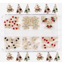 6 grilles 3D alliage de noël or flocon de neige ongles breloques arbre de noël/couronne/cloche gemmes strass hiver vacances ongles décorations