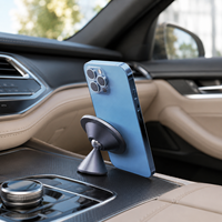 Support magnétique en alliage d'aluminium FY72-A - Hauteur réglable et base rotative pour tableau de bord de voiture, bureau et lit