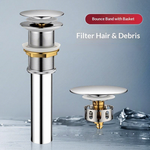 Tappo di Scarico per Lavabo in Acciaio Inox Cromato, Design Moderno Anti-Odore con Meccanismo a Pulsante - Product Image 1