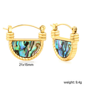 ต่างหูแบบห่วง เปลือกหอยอะบาโลน ต่างหูรูปผีเสื้อ ชุบทอง สแตนเลส เครื่องประดับแฟชั่นสำหรับงานปาร์ตี้ สไตล์ยุโรป - Product Image 5