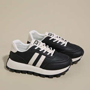 XUANHUI <span class=keywords><strong>Eleganti</strong></span> Scarpe da Passeggio in Stile Coreano con Doppia Striscia Retrò, Altezza 4cm, Suola Spessa Nera, <span class=keywords><strong>Sneakers</strong></span> Casual da Donna - Product Image 6