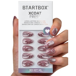 BTArtbox Uñas Postizas de Gel Suave con Purpurina Efecto Ojo de Gato, Almendradas Cortas, Hechas a Mano, Brillantes, Venta al por Mayor - Product Image 1