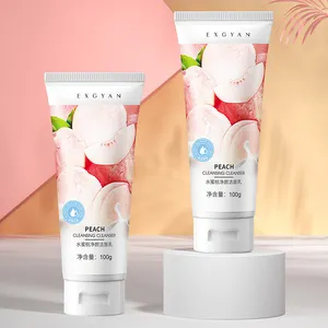 Exghan ODM Essence Persik Organik Pembersih Wajah Arbutin Pemutih Kecantikan Pencuci Wajah Protein Susu Kulit Pelembab Lembut