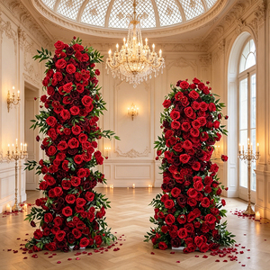 Fleurs artificielles de luxe DKB en gros, fleurs artificielles rouges haut de gamme en soie pour arche, idéales pour festivals, fêtes et mariages - Product Image 1