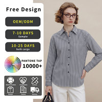Chemise à rayures verticales de style rétro français pour femmes, avec un toucher de luxe, coupe ample et amincissante, haut polyvalent à manches longues