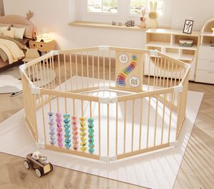8 mặt cũi trẻ em playpen thanh đồ chơi trong nhà thương mại bán hàng có thể điều chỉnh hình dạng chơi bút gỗ trẻ em 'playpens cho trẻ mới biết đi 1-3 năm - Product Image 1