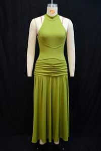女式挂脖褶皱长裙 - 高领飘逸百褶正装礼服裙 Sehe <span class=keywords><strong>Fashion</strong></span> - Product Image 4