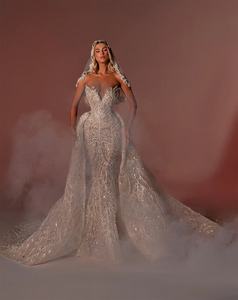 <span class=keywords><strong>Abiti</strong></span> da Sposa Stile Sirena per Donne, Scollatura a Cuore, Senza Maniche, Strascico, Gonna con Cristalli e Paillettes, Personalizzabile - Product Image 3