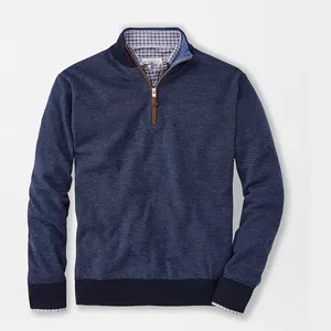 Factory Oem Oftness And Warmth Classic Color Broken Jersey Quarter-Zip 1/4 Zip Gym Men Sweater