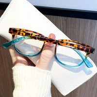 Contraste de couleur clou de riz charnière à ressort anti lumière bleue cadre rond femmes lunettes correctives lunettes optiques de lecture flexibles