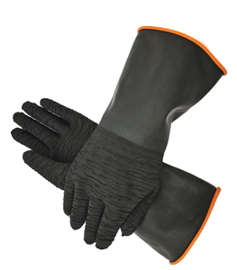 Heavy Duty Latex Rough Palm Rubber <b>Sandblasting</b> Gloves Industrial Chemical Resistant Wrinkle Grip Black Size M - Product Image 1