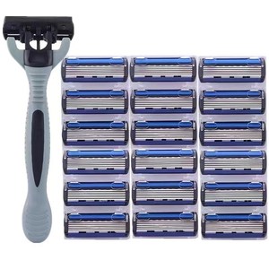 Manual <b>Razor</b> Blades 6 Layer Cartridge Replacement For Men Shaving <b>Razor</b> Handle With 24 Blades <b>Set</b> - Product Image 5