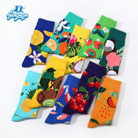 Usine directe paquet cadeau personnalisé nouvelles chaussettes d'équipage Jacquard à motifs de fruits pour unisexe en gros robes drôles chaussettes
