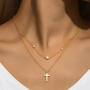 Collares de Moda para Mujer en Oferta, Joyería de Alta Calidad, Chapado en Oro de 18K, Collar de Plata de Ley 925 con Cruz y Trébol - Product Image 6
