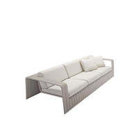 Ensemble de canapés d'extérieur nordique avec cadre en alliage d'aluminium et rotin PE amovible pour patio, balcon, maison d'hôtes et villa