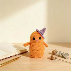 Kit de crochet fantôme orange en peluche pour débutants, jouets créatifs mignons pour Halloween, fil à tricoter, poupée DIY, cadeau, kit de crochet fantôme orange - Product Image 4