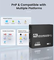 Tarjeta de Captura de Video SYONG 4K para USB3.0 con Micrófono y Entrada AUX, Aleación de Aluminio, Compatible con OBS, Grabadora de Cámara