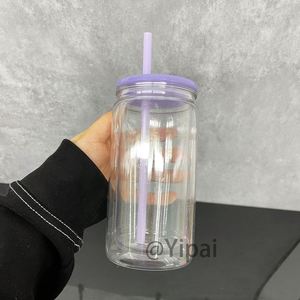 Canette transparente en plastique acrylique à double paroi de 12 oz avec trou et bouchon pour globe à neige DIY - Product Image 2