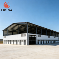 Establo para Vacas de Estructura de Acero Resistente, Casa Agrícola Prefabricada de Metal con Aislamiento Térmico de Lana de Roca, Construcción Agrícola Personalizada