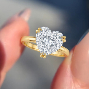 Bague solitaire en or 10K/14K/18K - 1ct-5CT Forme de cœur D VVS1 Diamant de laboratoire Bague de fiançailles Bague de mariage - Product Image 6