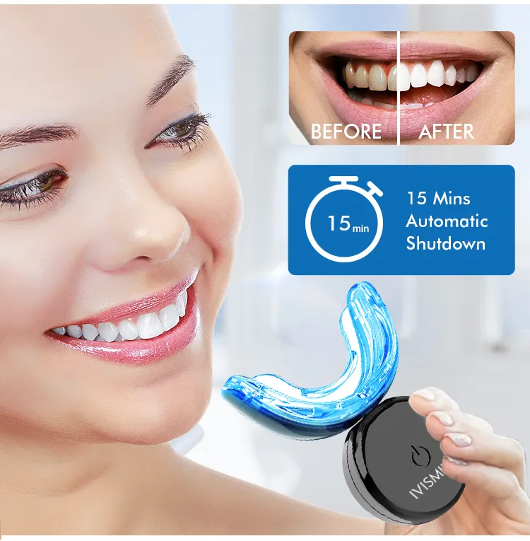 IVISMILE Großhandel Eigenmarke kabelloses Blaulicht-Zähne aufhellendes LED-Kit für den Hausgebrauch Zahn aufhellung