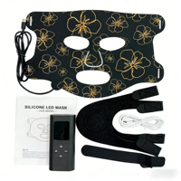 Masque de luminothérapie LED professionnel GLPE noir, masque facial en silicone pour luminothérapie LED rouge