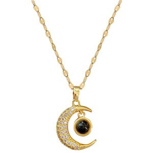 DAIHE-Colgante de Luna y estrella chapado <span class=keywords><strong>en</strong></span> oro de 18k para mujer, de acero inoxidable, 316l, <span class=keywords><strong>te</strong></span> <span class=keywords><strong>amo</strong></span>, <span class=keywords><strong>en</strong></span> varios <span class=keywords><strong>idiomas</strong></span> - Product Image 5