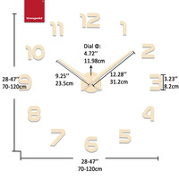 Horloge murale DIY grande taille 70-120CM dorée, autocollant miroir acrylique, mouvement silencieux, pour salle à manger, cuisine, décoration intérieure, vente en gros