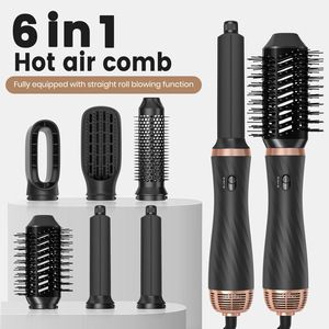 Cepillo de Aire Caliente 6 en 1 de 1200W, Secador de Pelo, Peine Estilizador, Secado Automático, Equipo de Salón, Cepillo de Aire Caliente Giratorio - Product Image 1