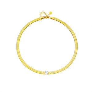 European American Fashion Snake Bone Chain Necklace Gold Round Diamond Unisex Everyday Wear - Product Image 5