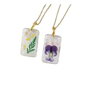 New Fresh Real Flower Necklace Bicolor Pansy Color Dried Flower square Shape Jewelry <b>Girlfriends</b> Gift Souvenir - Product Image 6