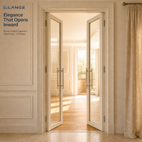 Porte en verre aluminium moderne LANGE, double vitrage trempé, design minimaliste pour villa, hôtel et maison